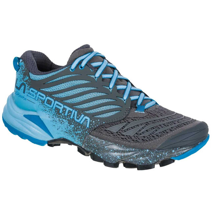 la sportiva womens akasha trail running shoe carbon pacific blue 1